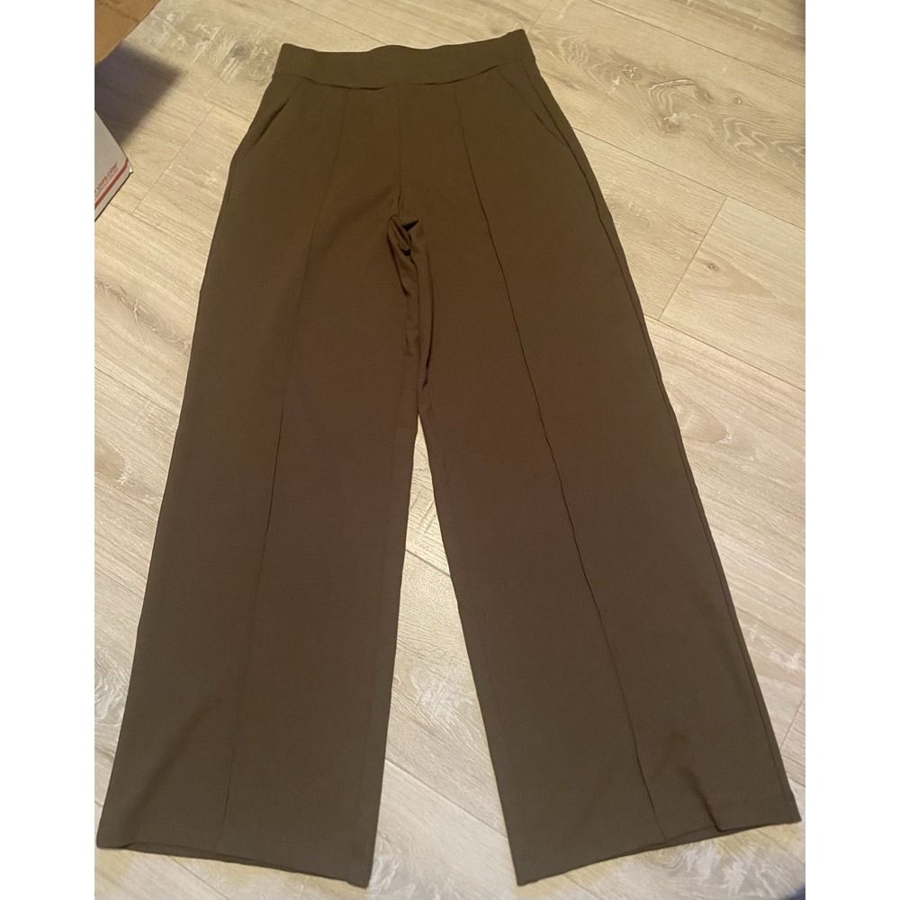 Saint + Sofia Brown Wide Leg Pants Size 2 High Rise Pull On Career Casual